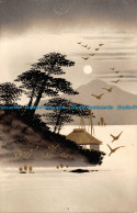 R116782 Painting Postcard. House Mountain And Trees Near The Lake - Monde