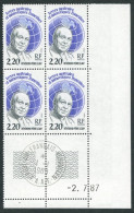 TAAF - N°133  - RENE LEJAY - 4 BLOCS DE 4 - COINS DATES 2.7.87 OBLITERES EN MARGE - Used Stamps
