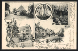 AK Hohengehren, Gasthaus Zum Hirsch V. Emil Haug, Rathaus Und Strassenansicht  - Autres & Non Classés