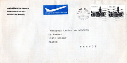 L79103 - Südafrika - 1988 - 2@20c Gebaeude A LpBf CAPE TOWN -> Frankreich, Abs.: Franz Botschaft - Briefe U. Dokumente