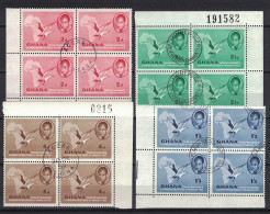 Ghana 1957, Kwame Nkrumah - Independence, Used (CTO), Block Of 4 With Number On The Corner-Margin - Ghana (1957-...)