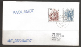 1987 Paquebot Cover, Germany Stamps Used At Rotterdam Netherlands - Cartas & Documentos
