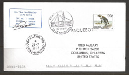 1997 Paquebot Cover, South Africa Penguin Stamp Used In LeHavre, France - Covers & Documents