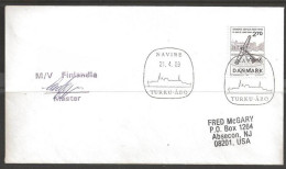 1989 Paquebot Cover, Denmark Stamp Used In Turku-Abo, Finland - Covers & Documents