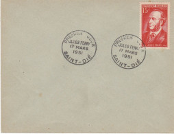 France FDC Y&T N°880 Jules Ferry St DIE De 1951 - 1950-1959