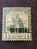 TRINIDAD  AND TOBAGO  SG Official 15  ½d Green MH* - Trinidad & Tobago (...-1961)
