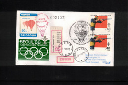 Poland 1988 Olympic Games Seoul - European Hot Air Balloons Championship Leszno Interesting Registered Letter - Summer 1988: Seoul