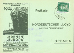Norddeutscher Lloyd Bremen 1929 Bremen Europa Bremen New York YT N°381 Beethoven Perforé NDL - Brieven En Documenten
