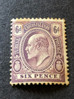 TURKS AND CAICOS  SG 123  6d Purple  MH* Some Toning - Turks And Caicos