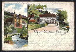 Lithographie Rippoldsau-Klösterle I. Schwarzwald, Gasthaus Zum Erbprinzen Von A. Schneggenburger, Die Kirche  - Autres & Non Classés