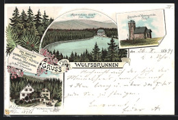 Lithographie Seebach / Schwarzwald, Gasthof Und Pension Wolfsbrunnen, Mummelsee, Signalturm Hornisgrinde  - Otros & Sin Clasificación