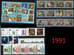 ● VATICANO 1991 ֍ ANNATA COMPLETA ** ● 1 LIBRETTO + 26 Fb ● Tutte Serie Complete ● Al Facciale ● - Full Years