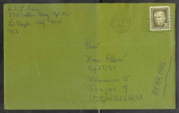 1969 20 Cents Marshall, Los Angeles (Dec 12) To Czechoslovakia - Cartas & Documentos