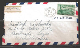 1949 Chicago Stock Yards Sta (Jan 17) To Czechoslovakia, NY Skyline - Brieven En Documenten