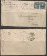 1907 Two 5 Cents Lincoln, Altoona PA Flag (Apr 29) To Basel Switzerland - Cartas & Documentos