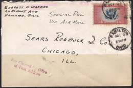 1941 16 Cents Airmail Special Delivery Hamilton Ohio October 9 To Chicago - Lettres & Documents