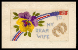 * CP BRODEE * TO MY DEAR WIFE * FLEURS * PENSEES * FER A CHEVAL - Embroidered