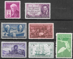 1947 Commemorative Year Set  7 Stamps, Mint Never Hinged - Ongebruikt