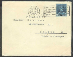 1935 (21 XIII) 1.75 Fr King Albert Liege To Czechoslovakia - Briefe U. Dokumente