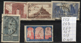 FRANCE OBLITÉRÉ - N° 258-259-260-261-263 - Used Stamps