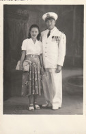 CPA Carte Photo Officier De La Marine Avec Sa Femme 1934 - Viêt-Nam