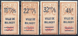 MALAKOFF Hauts-de-Seine (Seine-et-Oise) Taxe Sur Les Affiches Type 1 Série Complète De 1938a Fiscal Fiscaux Affichage - Zegels