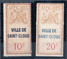 SAINT CLOUD Hauts-de-Seine (Seine-et-Oise) Taxe Sur Les Affiches Type 1 Série Complète De 1937 Fiscal Fiscaux Affichage - Stamps