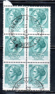 ITALIA REPUBBLICA ITALY REPUBLIC 1968 - 1976 SIRACUSANA TURRITA STELLE STARS LIRE 70 BLOCCO USATO BLOCK USED OBLITERE' - 1961-70: Used