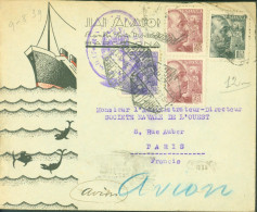 Espagne Enveloppe Publicitaire Bateau Juan Salvador Barecelona YT Espana N°664 664 672 Franco CAD 9 AGO 1939 - Brieven En Documenten