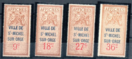 ST MICHEL Sur Orge Hauts-de-Seine (Seine-et-Oise) Taxe Sur Les Affiches Type 1 Série Complète De 1927 Fiscal Fiscaux - Zegels