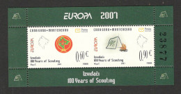 MONTENEGRO-MNH BLOCK FROM THE BOOKLET (NO CARD)-EUROPA CEPT-SCOUTING-SCOUTS-2007. - Montenegro