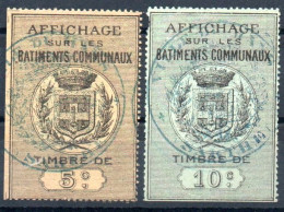 LE MANS N°9 Et 10 Taxe Sur Les Affiches Précurseurs De 1898 Fiscal Fiscaux Affichage Affiche - Stamps