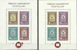 Turkey; 1963 FIP Souvenir Sheet ERROR "Shifted Print (Black Color Up)" MNH** - Unused Stamps