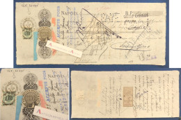 ● NAPOLI 1887 Naples Vonwiller Aselmeyer Prima Littera De Cambio - Italie Crédit Lyonnais Affranchissement Mixte Naples - Bills Of Exchange