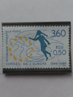 D1 - TIMBRE OBLITÉRÉ FRANCE SERVICE N°101 - 40ÉME ANNIVERSAIRE DU CONSEIL DE L'EUROPE  - VALEUR EN FRANCS ET ECU - Used