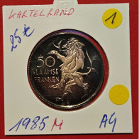 Zilveren 50 Vlaamse Franken 1985 In Medailleslag En Kartelrand Met Certificaat 384 - Sammlungen