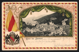 Passepartout-Lithographie Schiltach, Ortspartie Mit Blick Zur Kirche, Wappen  - Autres & Non Classés