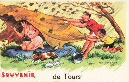 37 - TOURS _S28962_ Souvenir De Tours - Illustrateur Jean Chaperon Seins Nus Femme Chien GP La Rose - Tours