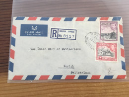 Zypern R-Flugpost Brief In Die Schweiz - Zypern (...-1960)