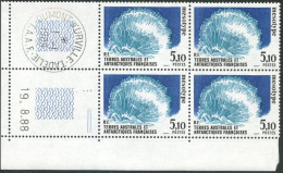 TAAF - N°144  - MINERAUX - 3 BLOCS DE 4 - COIN DATE 19.08.88  OBLITERES EN MARGE - Used Stamps