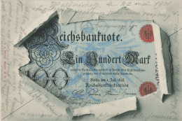 Allemagne Reichsbanknote Berlin 1898 Carte Postale Billet De Banque CPA + Timbre Reich Cachet 1901 - Otros & Sin Clasificación