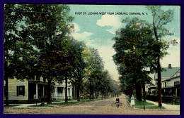 Ref 1652 - Early Postcard - First Street Corning Looking West From Chemung - New York USA - Altri & Non Classificati