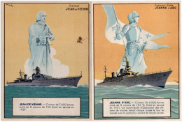 Gf. Croiseur Jean De Vienne & Croiseur-Ecole Jeanne D'Arc. 2 Cartes - Warships