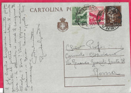 INTERO CARTOLINA POSTALE TURRITA L. 1,20(+0,80+1,00) CON STEMMA (INT. 117) DA "SIENA*1.6.46*/ORDINARIE" PER ROMA - Marcophilia