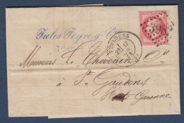 Napoléon   N° 32 Sur Lettre De Toulouse - Cote : 50 € - 1863-1870 Napoléon III Lauré