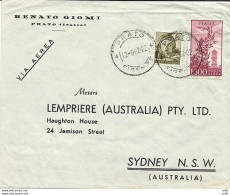 Lire 300 "Campidoglio" + Complementare Su Busta Via Aerea Per L'Australia - 1946-60: Poststempel