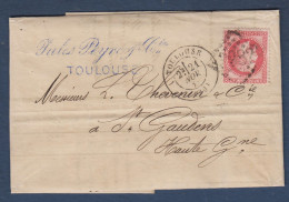 Napoléon   N° 32 Sur Lettre De Toulouse - Cote : 50 € - 1863-1870 Napoléon III Lauré