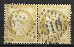 FRANCE Classique, B Obl. GC:  6316 (Lyon,Rhône,1) Sur Paire De Y&T 59 - 1871-1875 Ceres