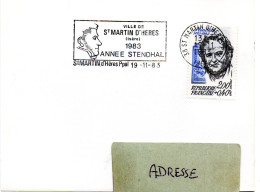 ECRIVAIN / STENDHAL = 38 ST MARTIN D'HERES 1983 =  FLAMME CONCORDANTE N° 2284 = SECAP Illustrée 'Année ' - Mechanical Postmarks (Advertisement)