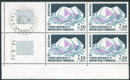 TAAF - N°145  - MINERAUX - 3 BLOCS DE 4 - COIN DATE 18.08.88  OBLITERES EN MARGE - Used Stamps